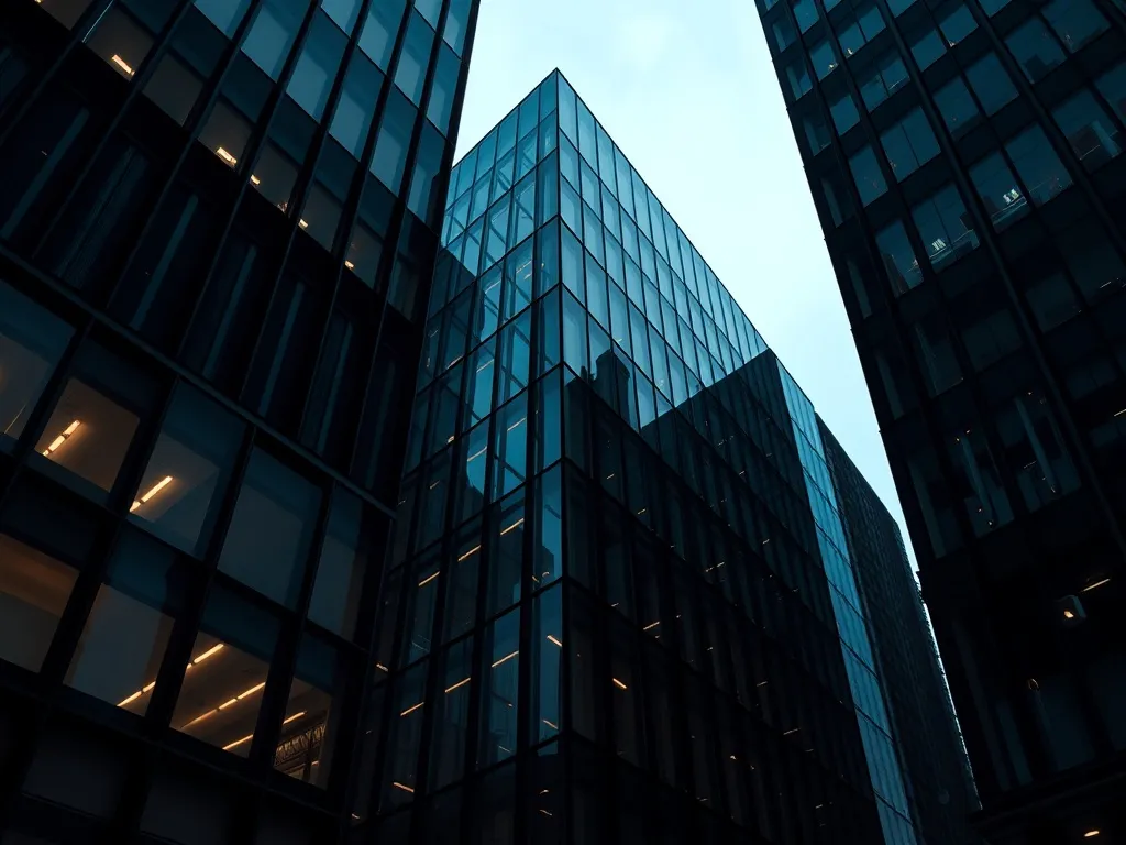 A high-contrast professional photograph of a modern financia